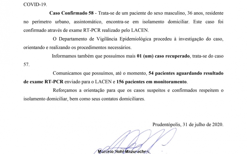 NOTA OFICIAL - 58 CASOS CONFIRMADOS COVID-19