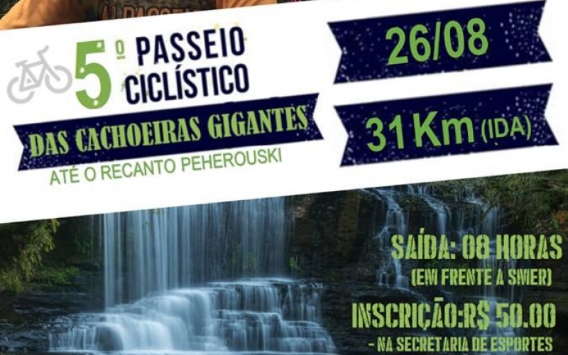 Passeio Ciclístico das Cachoeiras Gigantes será realizado em Prudentópolis.