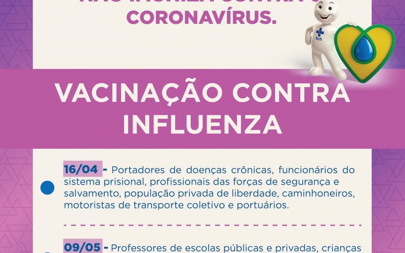 Cronograma de vacinação contra influenza é alterado 